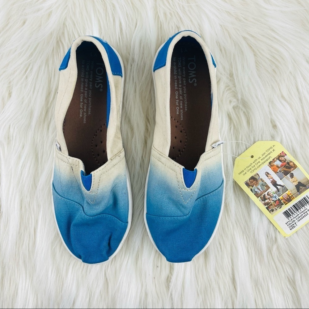 Youth Toms Classic Cobolt Dip Dye Slip On Shoes Size 1 US! - Picture 3 of 10